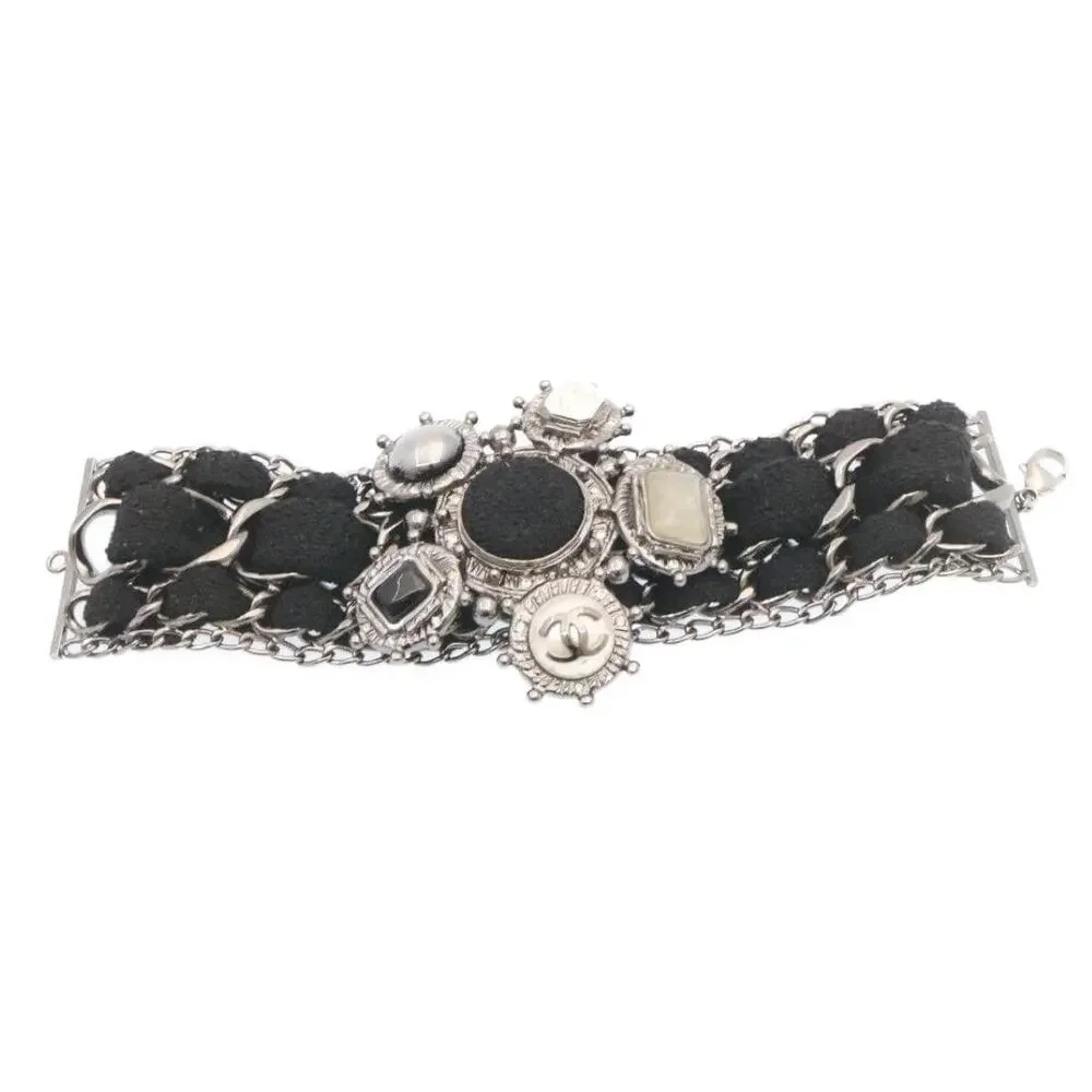 Chanel Bangle Bracelet Metal Black CC